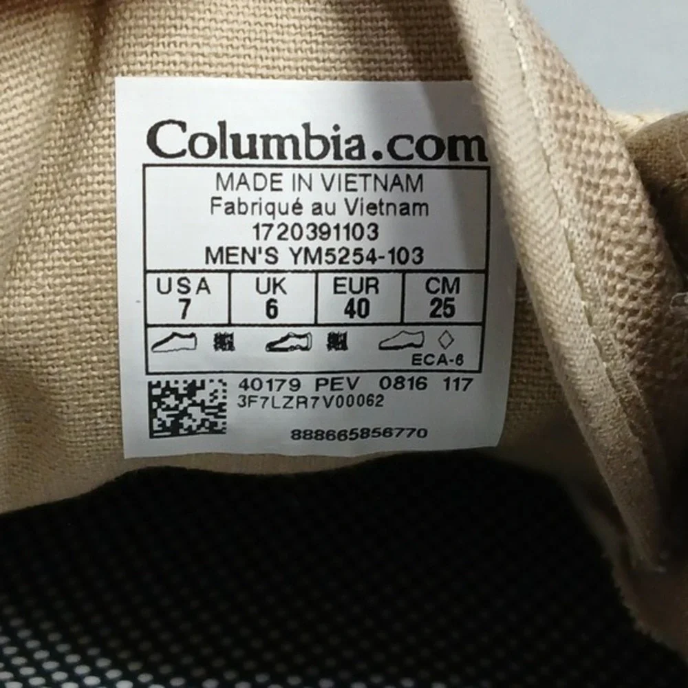 Columbia Crankbait Sneakers Mens Size 7 Beige White Low‎ Top Lace Up YM5254-103